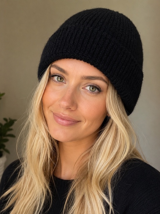 Handmade Accessories - Black Crocheted Adult Unisex Beanie Hat